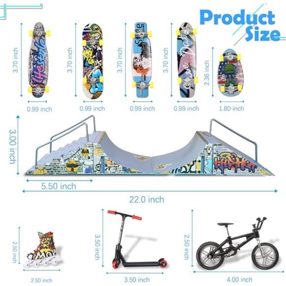 Finger Skateboard Ramp Set, Fingerboard Skate Park Kit with Fingerboard Rai - Picture 2 of 7